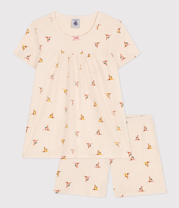 Kurzer Kinderpyjama aus Baumwolle mit Tier-Printmotiv naturfarben/vielfarbig