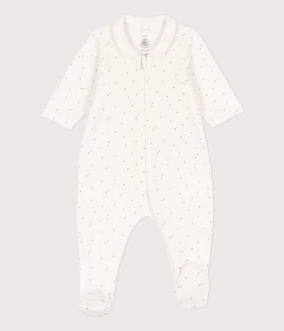 Strampler aus Nicki mit Sternenmuster weiss MARSHMALLOW/grau GRIS