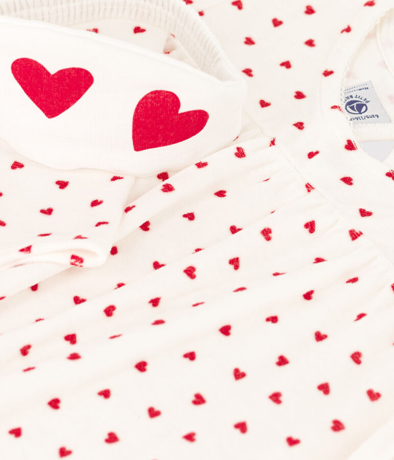 Nachthemd aus Nicki und Tiara mit Herzmotiv f&uuml;r M&auml;dchen weiss MARSHMALLOW/rot TERKUIT