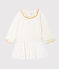 Langärmeliges Babykleid aus Materialmix für Mädchen weiss MARSHMALLOW/gelb OR