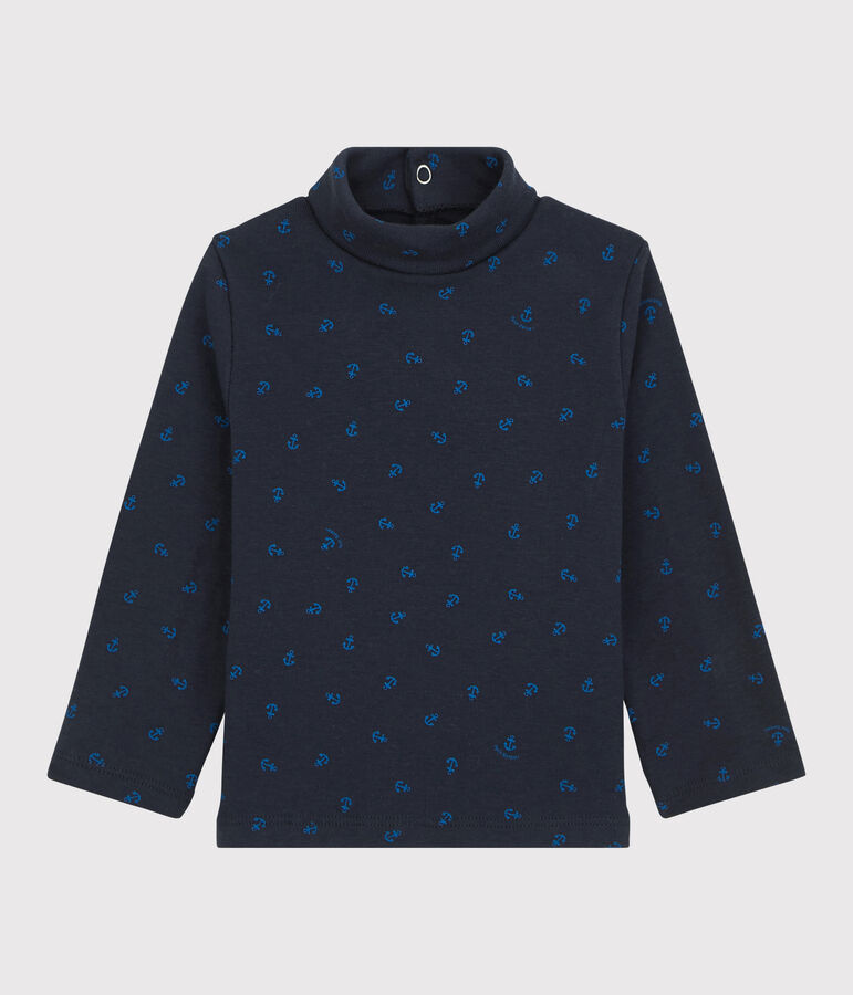Baby-Rollkragenshirt aus Baumwolle blau/blau