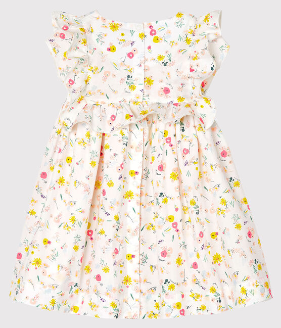 Gemustertes kurzärmeliges Baby-Kleid für Mädchen weiss MARSHMALLOW/weiss MULTICO