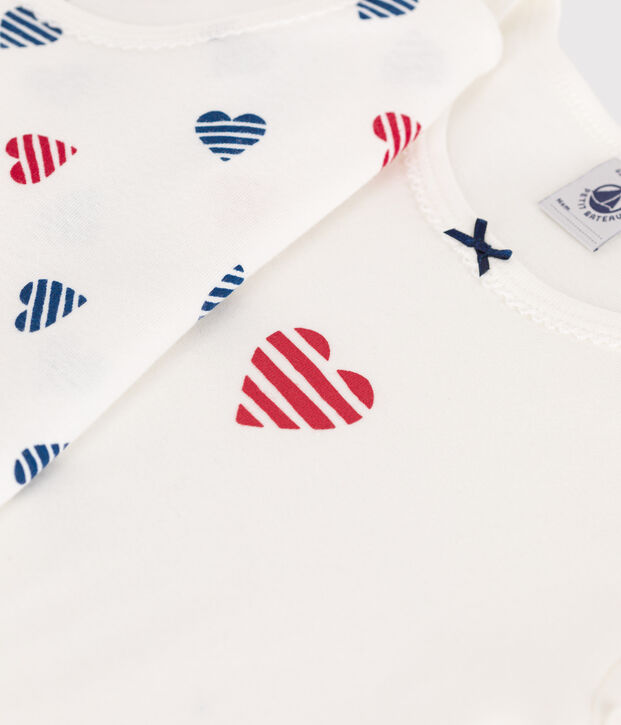 2er-Set kurz&auml;rmelige Kinder-T-Shirts aus Baumwolle mit Herzmotiv vielfarbig