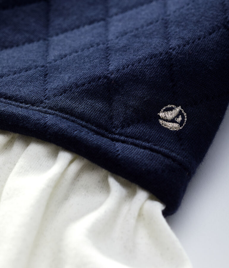 Gestepptes Baby-Kleid f&uuml;r M&auml;dchen blau/weiss