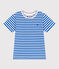Kurzärmeliges Kinder-T-Shirt aus Baumwolle mit Streifen blau PORCELANA/ MARSHMALLOW