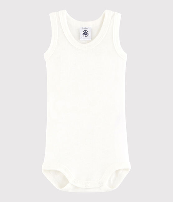 Ärmelloser Baby-Body Jungen weiss MARSHMALLOW