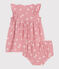 Babykleid mit Bloomer aus geblümtem Musselin-Stoff rosa CHARME/weiss MARSHMALLOW
