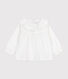 Langärmelige Baby-Bluse aus Baumwoll-Popeline mit Kragen und Stickereien