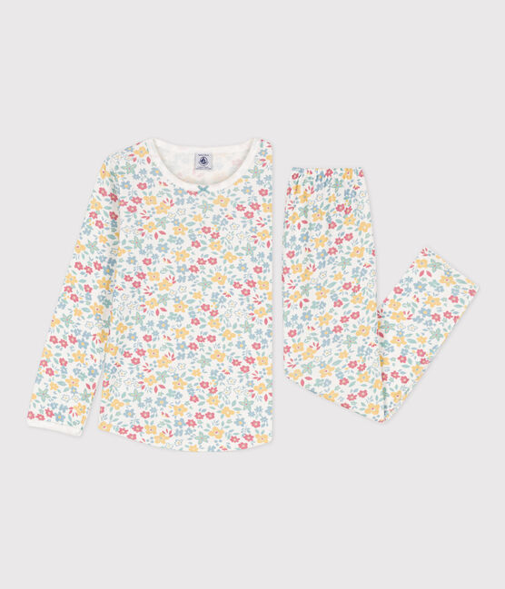 Kinderpyjama aus Baumwolle mit Blumenmotiv für Mädchen weiss MARSHMALLOW/weiss MULTICO