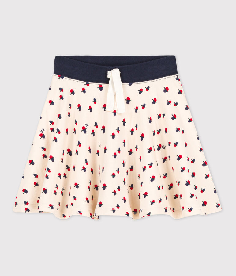 Bedrucktes KinderRock aus Doppeljersey f&uuml;r M&auml;dchen naturfarben/vielfarbig