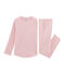 Rippstrick-Pyjama für Mädchen rosa CHARME/weiss MARSHMALLOW