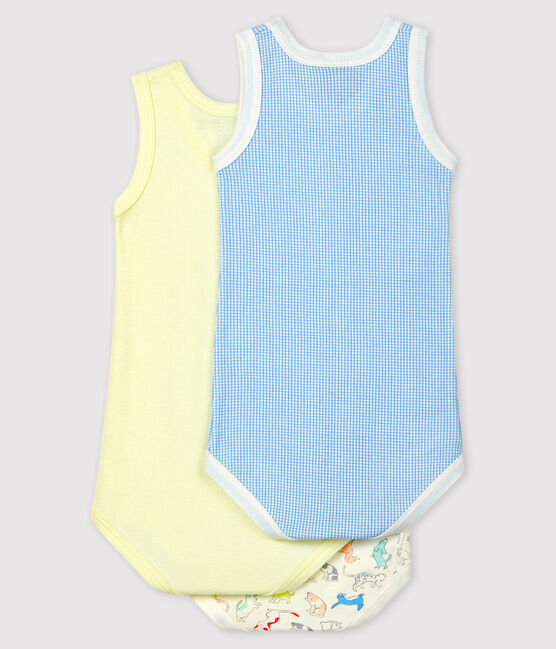 3er-Set ärmellose Baby-Bodys aus Bio-Baumwolle mit Hundewelpen-Motiv variante 1