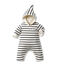 Gestreifter Baby-Overall mit Kapuze beige COQUILLE/blau ABYSSE