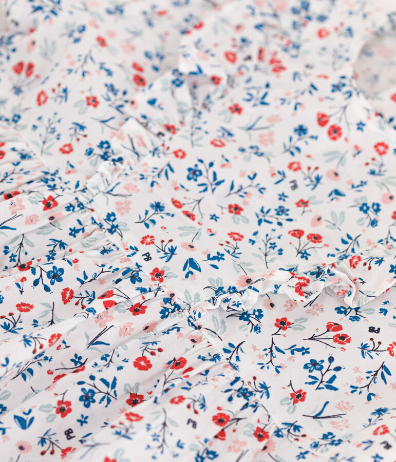 Kurz&auml;rmeliges Baby-Kleid aus Baumwolle mit Blumenmuster weiss/vielfarbig