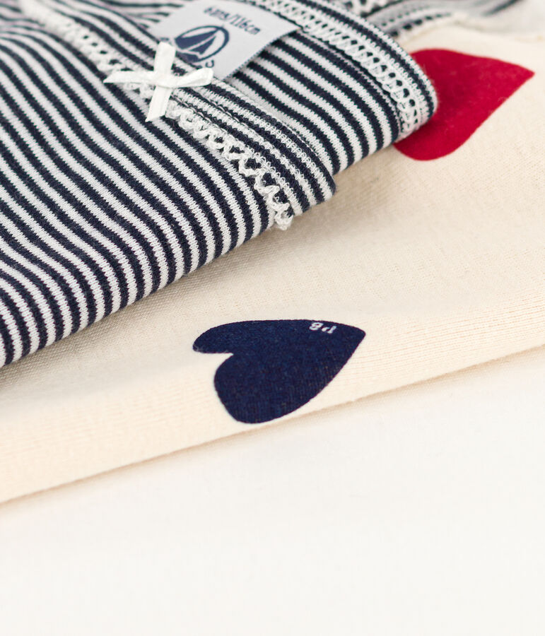 3er-Set Spaghetti-Tops aus Baumwolle mit drei Herzen f&uuml;r M&auml;dchen vielfarbig