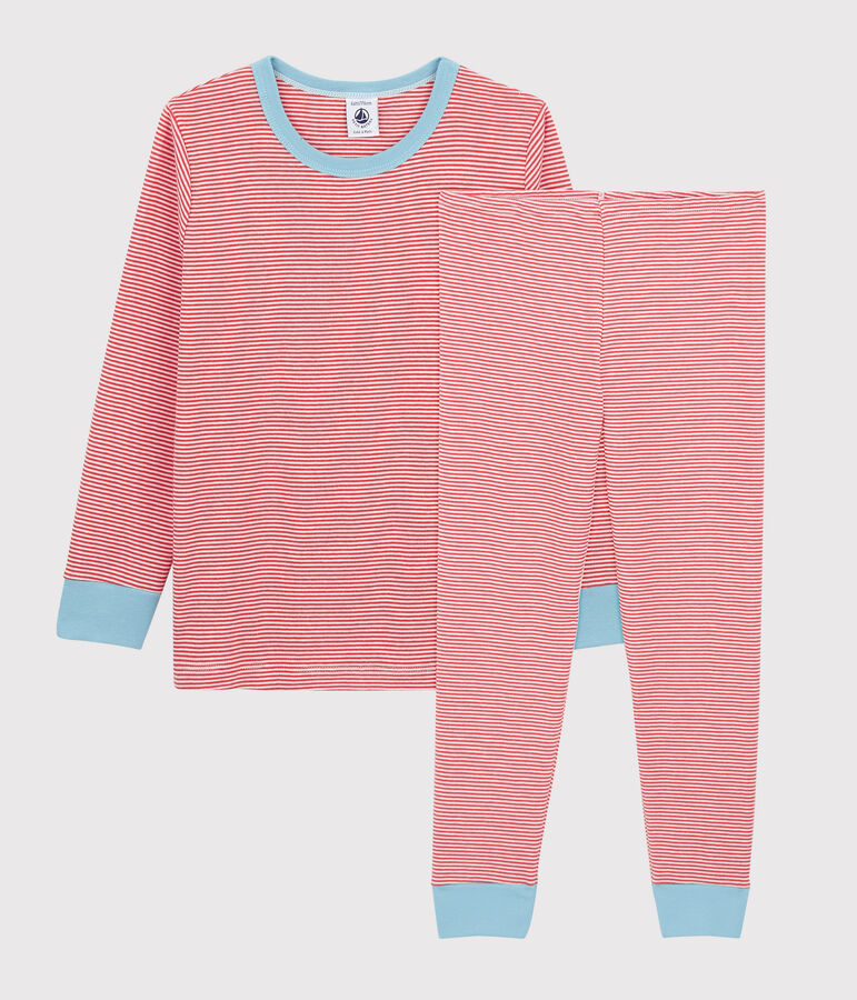 Kinderpyjama aus Baumwolle mit Streifen f&uuml;r Jungen orange/weiss