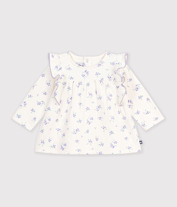 Lang&auml;rmelige Baby-Bluse aus Baumwolle mit Blumenmuster naturfarben/vielfarbig