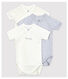 Set mit 3 kurzärmeligen Baby-Bodys im Kimono-Schnitt aus Bio-Baumwolle