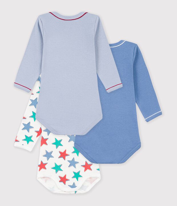 Set lang&auml;rmeliger Baby-Bodys aus Baumwolle mit Sternmotiv vielfarbig
