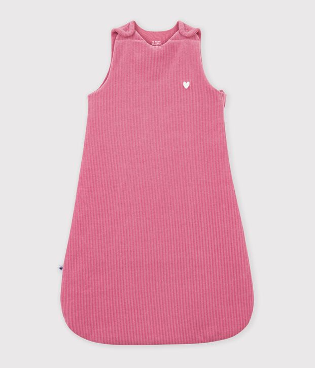 Baby-Schlafsack aus einfarbigem Bouclette-Samt TOG-Wert 3 rosa