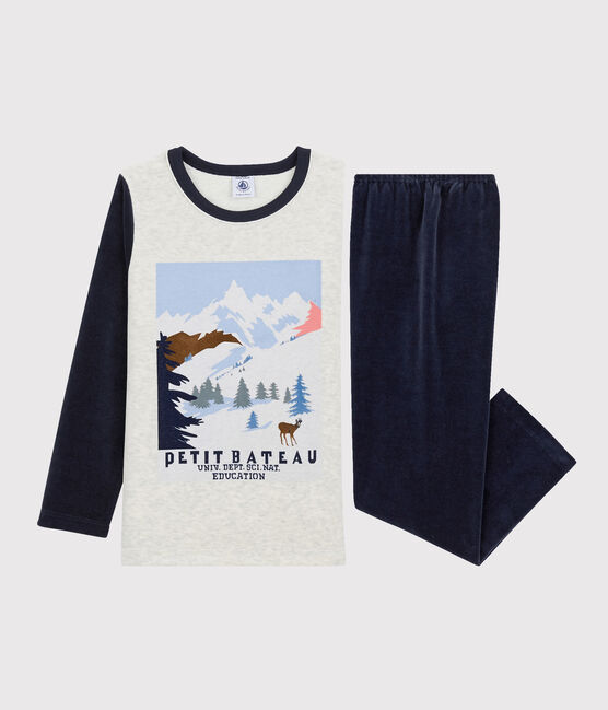 Kinderpyjama mit Bergmotiv für Jungen beige MONTELIMAR/weiss MULTICO