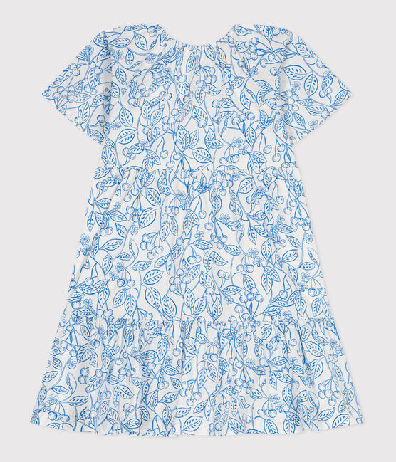 Kurzärmeliges Kinder-Kleid aus bedruckter Baumwolle blau MARSHMALLOW/ PORCELANA
