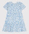 Kurzärmeliges Kinder-Kleid aus bedruckter Baumwolle blau MARSHMALLOW/ PORCELANA