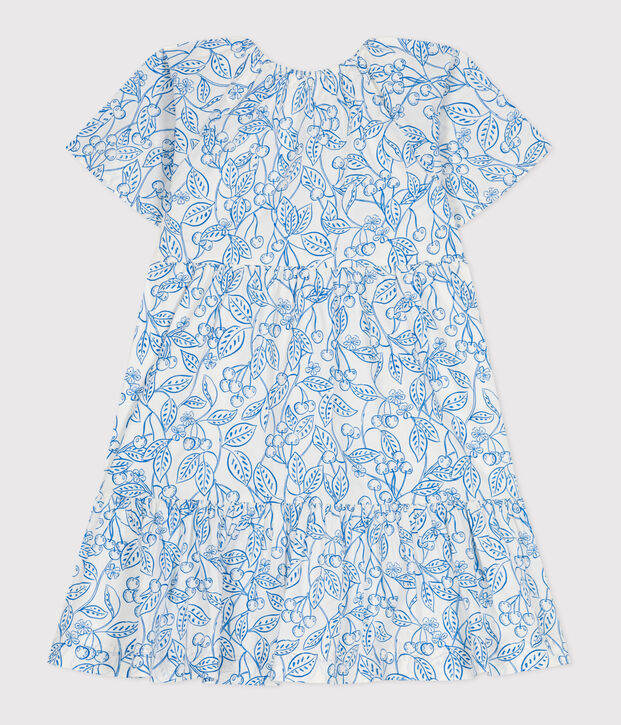 Kurz&auml;rmeliges Kinder-Kleid aus bedruckter Baumwolle blau/blau