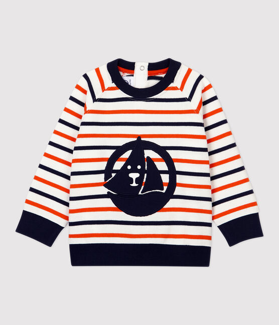 Baby-Sweatshirt aus Molton. weiss MARSHMALLOW/ SMOKING/ CAROTTE