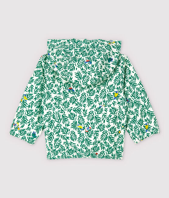 Baby-Windjacke aus beschichtetem Strick für Jungen weiss MARSHMALLOW/grün GAZON/ MULTICO