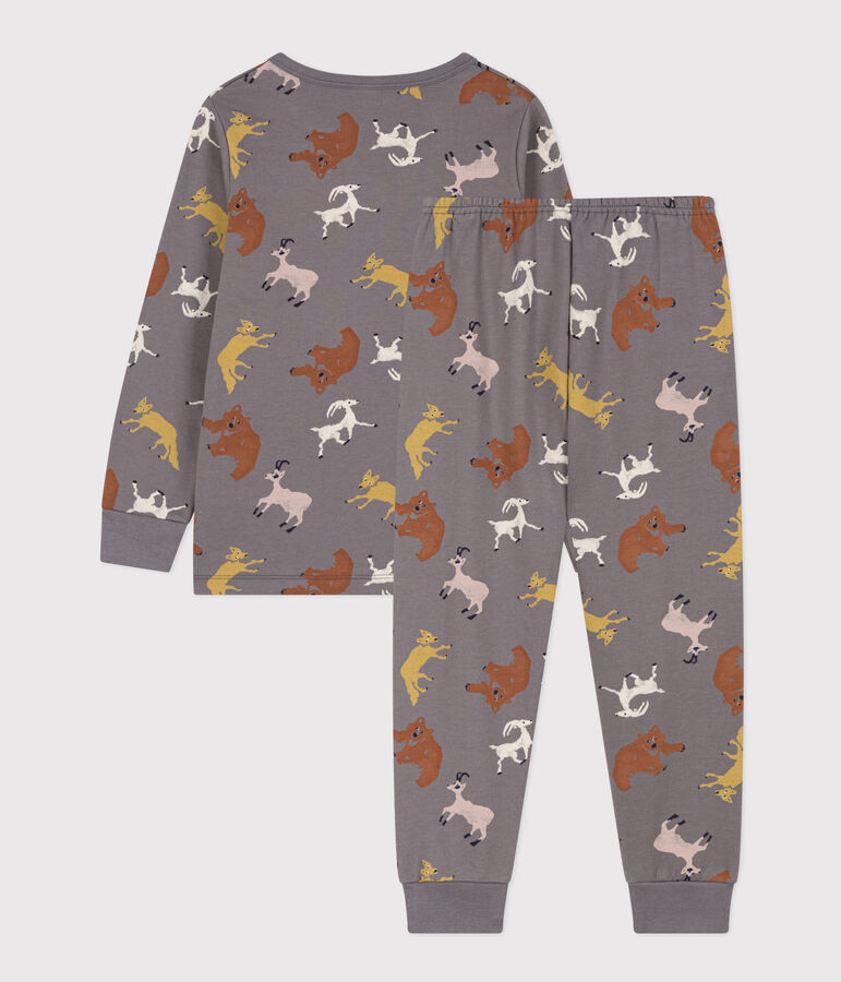 Pyjama aus Molton mit Tiermotiv grau/vielfarbig
