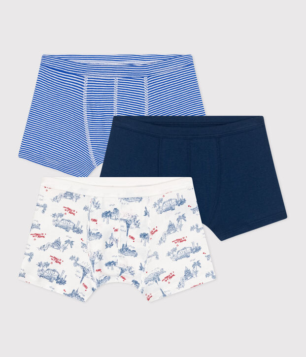 3er-Set Kinder-Boxershorts aus Baumwolle mit &uuml;berzogenem Bund mit Paris-Motiv vielfarbig