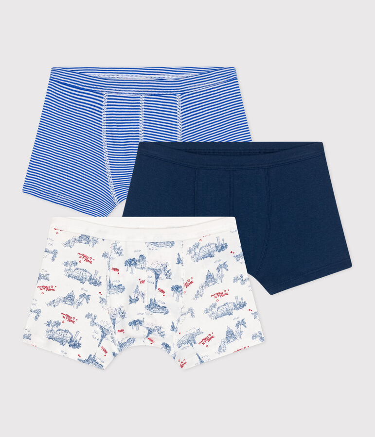 3er-Set Kinder-Boxershorts aus Baumwolle mit &uuml;berzogenem Bund mit Paris-Motiv vielfarbig