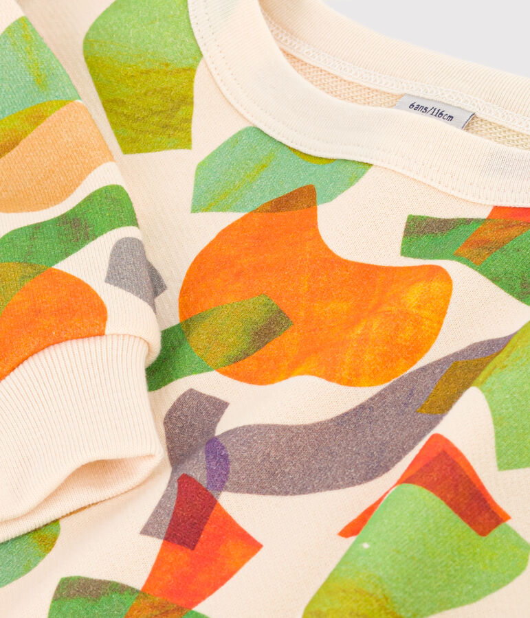 Kinder-Sweatshirt aus Molton mit Printmotiv naturfarben/vielfarbig