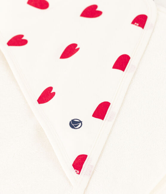 Baby-Badetuch aus Baumwolle mit Herzmotiv weiss MARSHMALLOW/rot TERKUIT