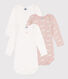 3er-Set langärmelige Baby-Bodys aus Baumwolle mit rosa Walen