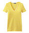 Gestreiftes Damen-T-Shirt mit V-Ausschnitt aus Original-Rippstrick gelb SHINE/weiss MARSHMALLOW