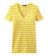 Gestreiftes Damen-T-Shirt mit V-Ausschnitt aus Original-Rippstrick