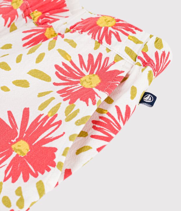 Kinder-Hose aus Baumwolle mit Blumenmuster weiss/vielfarbig