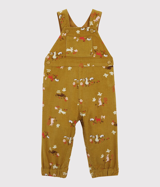 Baby-Latzhose aus Velours. gelb/vielfarbig
