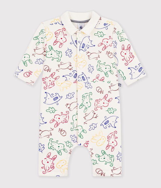 Langer Baby-Overall aus Baumwolle mit Tiermotiv naturfarben/vielfarbig
