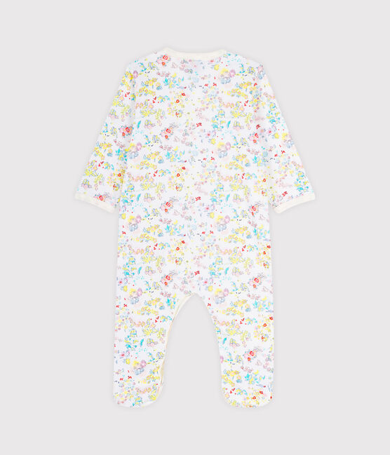 Baby-Strampler aus Rippstrick weiss ECUME/gelb CITRUS