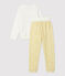 Kinderpyjama aus Frottee mit Blumenmuster für Mädchen gelb OCRE/weiss MARSHMALLOW