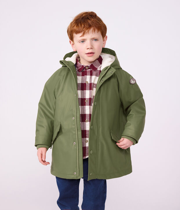 Einfarbige Kinder-Winterregenjacke OLIVINE