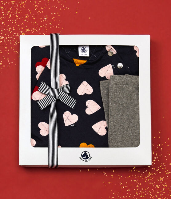 Geschenkset: Kleid mit Herzmotiv und Strumpfhose für Mädchen variante 1
