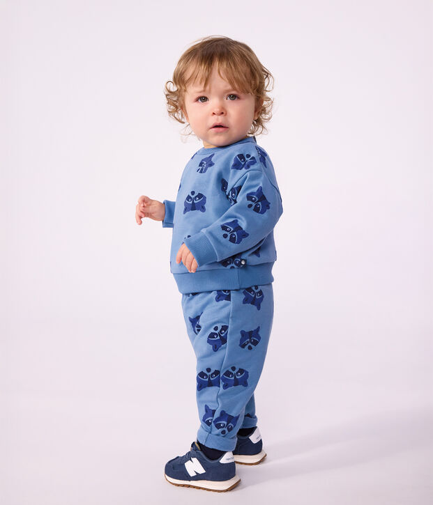 Baby-Set Sweatshirt und Hose aus Baumwolle mit Tiermotiv blau/vielfarbig