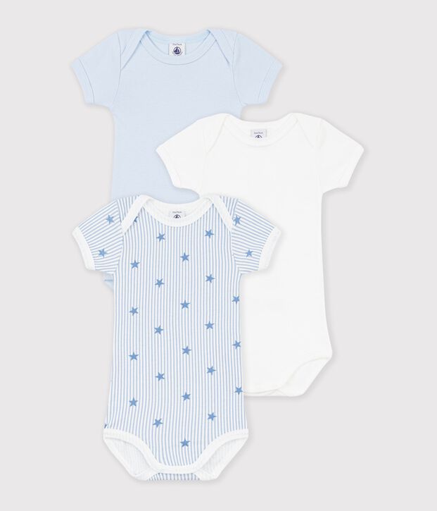 Set kurz&auml;rmeliger Baby-Bodys aus Baumwolle mit Paris-Motiv vielfarbig
