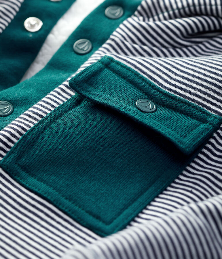 Baby-Cardigan aus Sherpa. weiss/gr&uuml;n