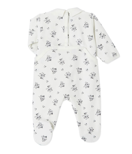 Bedruckter Baby-Mädchen-Strampler weiss LAIT/weiss MULTICO