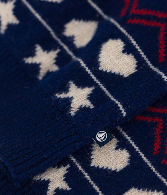 Kinder-Cardigan aus Woll- und Baumwoll-Jacquard für Jungen blau MEDIEVAL/weiss MULTICO
